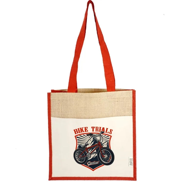 Miami Recycled Cotton Canvas Front Pocket Jute Tote Bag