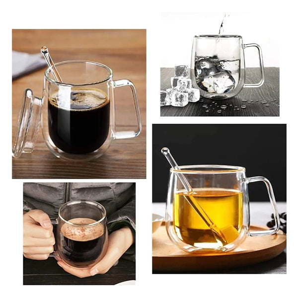 Double Wall Glasses With Bamboo Lid