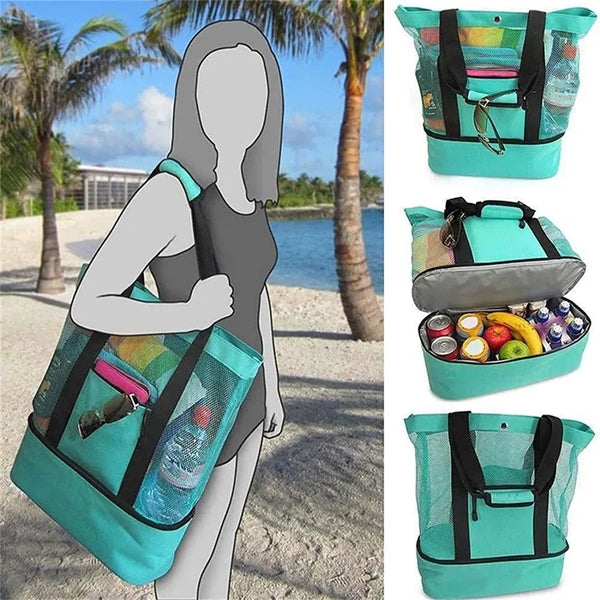 Beach Mesh Tote Bag With Cooler