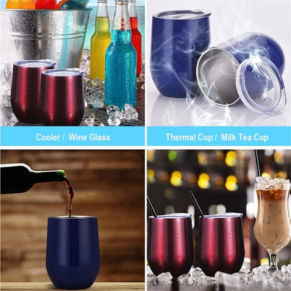 Stainless Steel Stemless Insulated Wine Tumbler With Lid