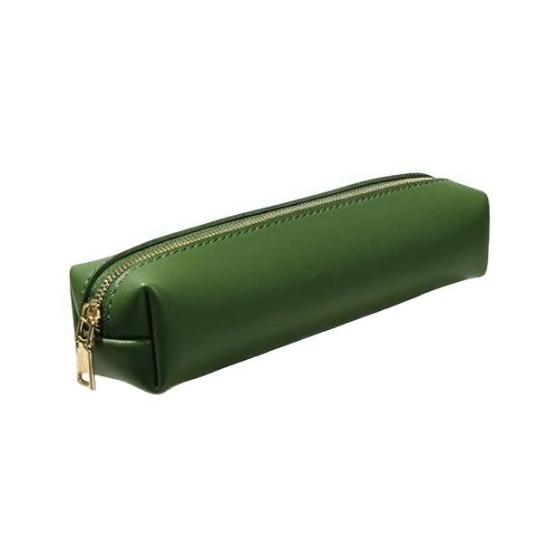 PU Leather Zippered School Pen Holder & Pencil Case