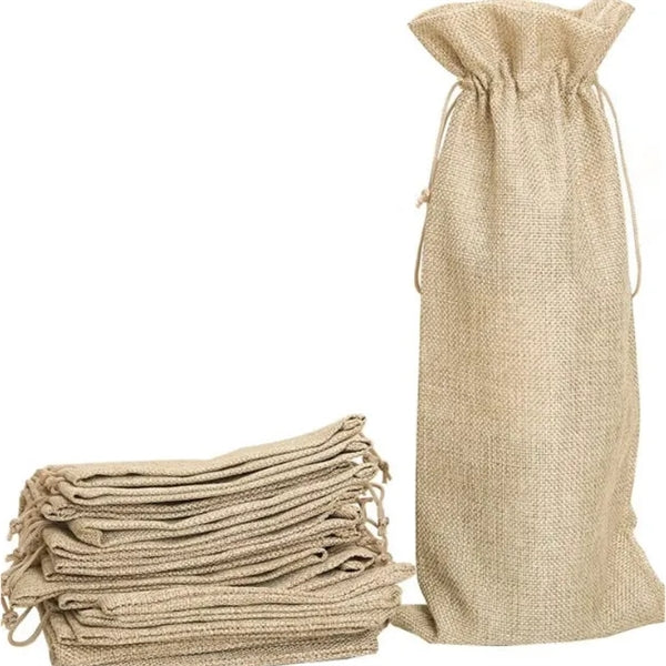 Canvas Wine Bottle Gift Bag (with drawstring)