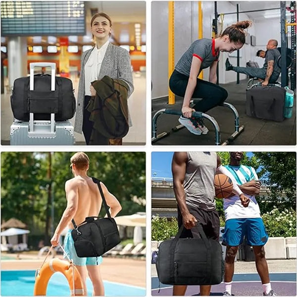 Sports Gym Duffel Bag with Wet Pocket & Shoes Compartment