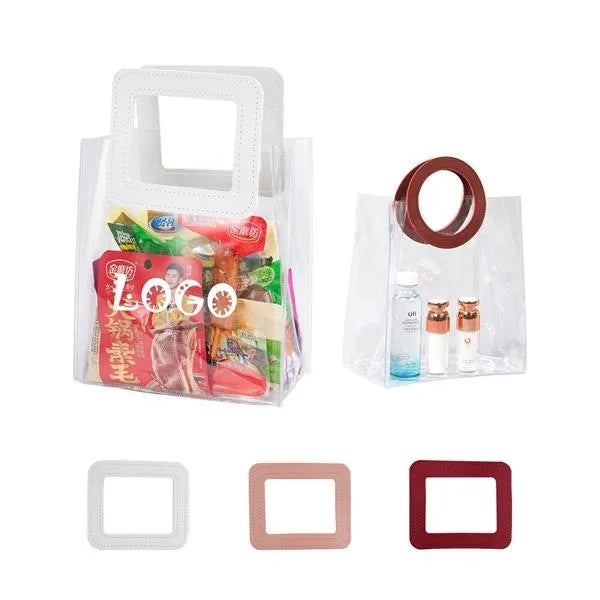 PVC Transparent Tote Bag With Leather Handle