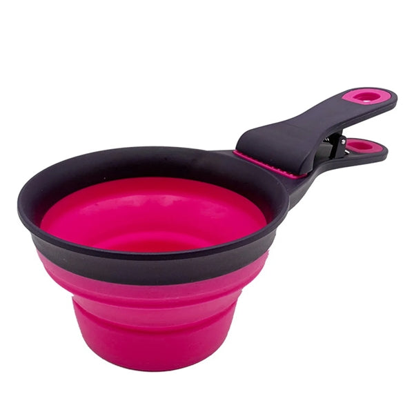 Collapsible Dog Food Scoop Measuring Cup Bag Clip