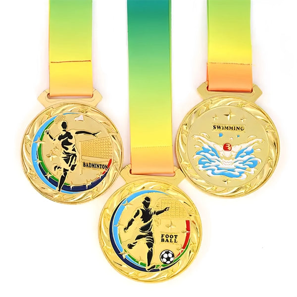 3D Gold Custom Competition Medal With Customizable Lanyard
