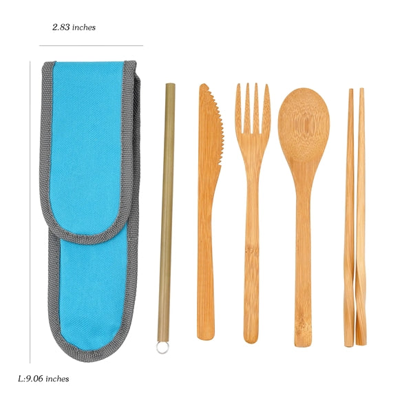 Logo Bamboo Tableware Portable Set Outdoor Camping