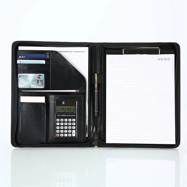 A4 PU Leather Document Case Bag with zipper