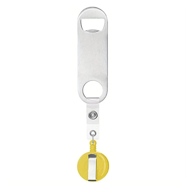 Stainless Steel Bottle Opener with Badge Reel