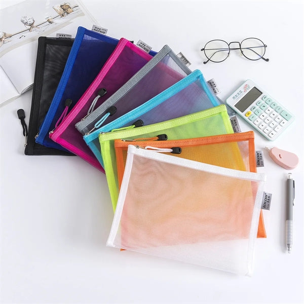 A5 Saves Effort Mesh Zipper Bags Storage Pockets