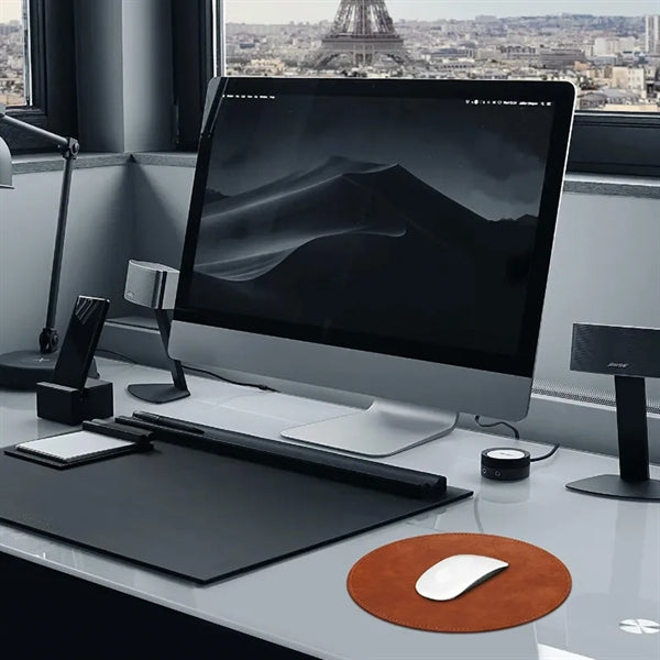 PU Leather Round Mouse Pad