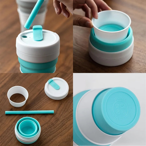 12 Oz Portable Silicone Collapsible Mug Travel Coffee Cup