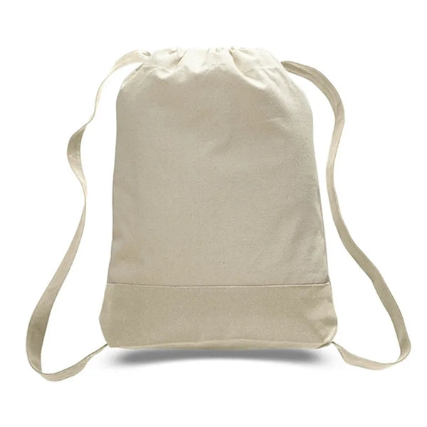 12oz Drawstring Backpack Bag with Color Bottom