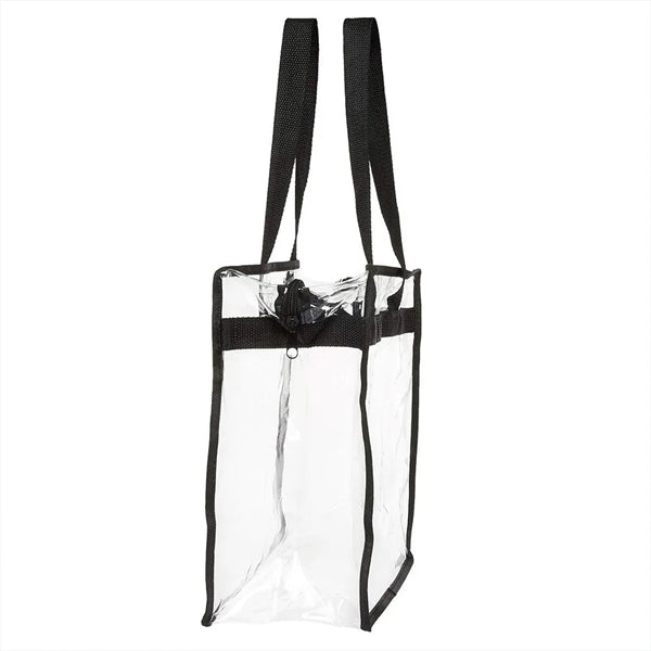 Clear zip top box tote
