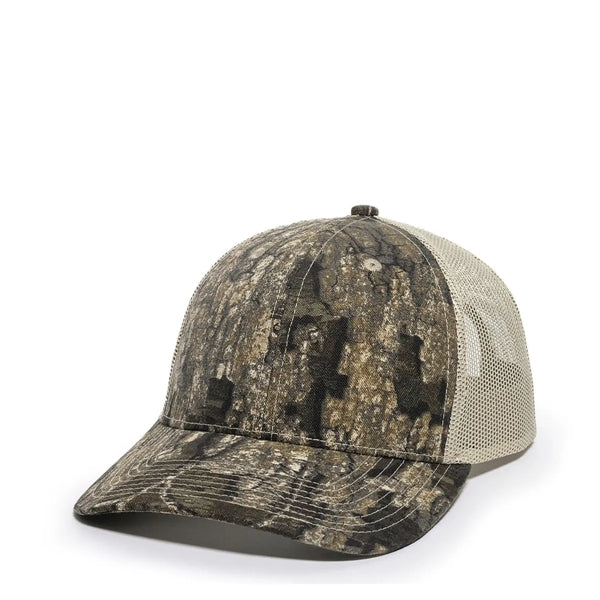Outdoor Cap Structured Canvas Camo Trucker Hat with Patch