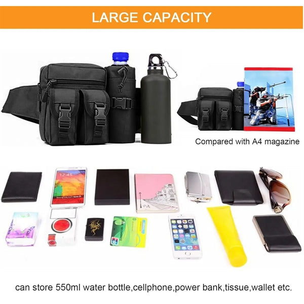 Military Tactical Waist Bag with Water Bottle Holder