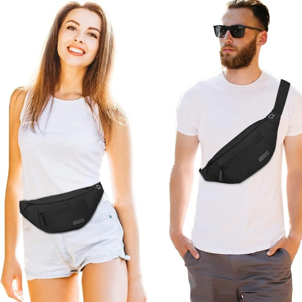 Adjustable Belt Crossbody Fanny Pack with 4-Zipper Pockets
