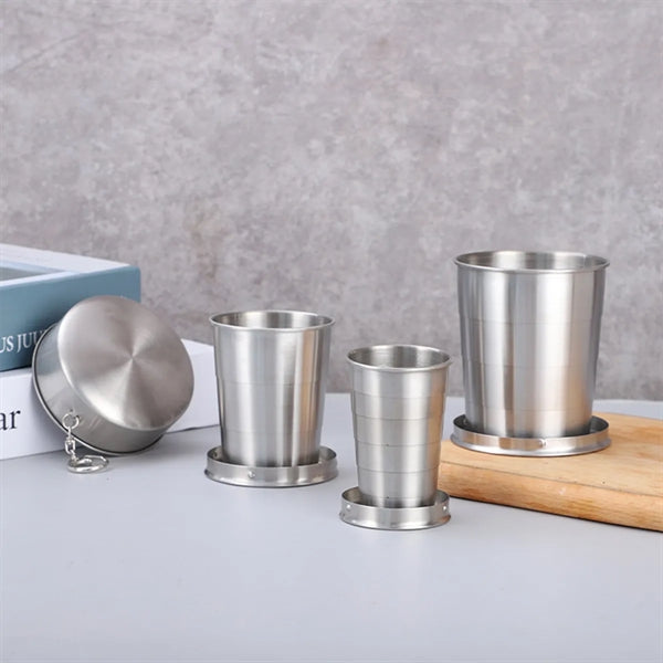 Outdoor Travel Stainless Steel Collapsible Cup Keychain