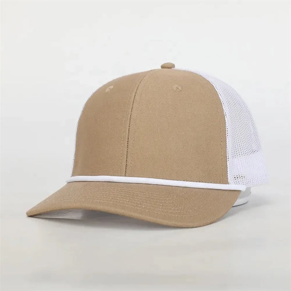 6 Panel Cotton Trucker Caps With Rope