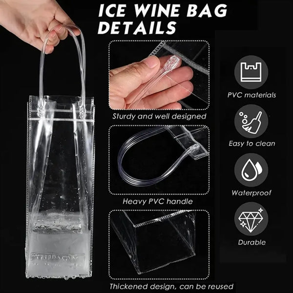 9.6" x 4.5 "x 4.3 " Clear Wine Ice Bag