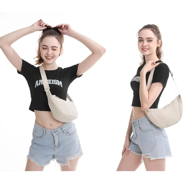 Nylon Crescent Crossbody Shoulder Bag Lightweight Travel