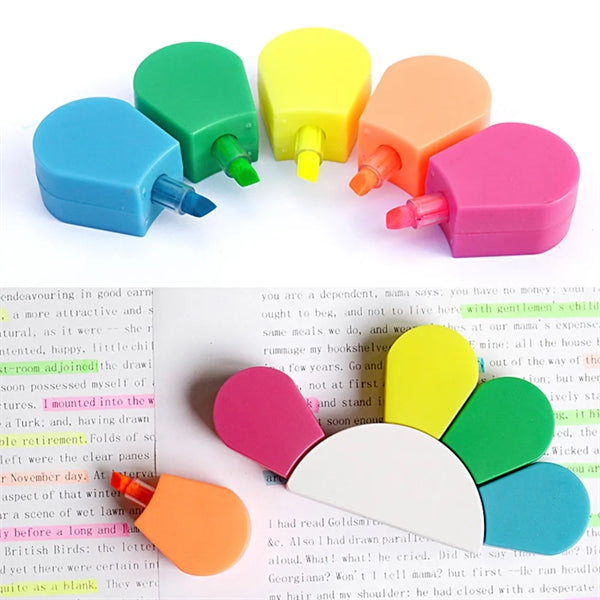 Five color fan highlighter pen