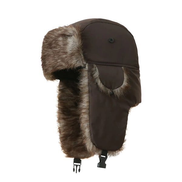 Winter Windproof Trapper Hat With Faux Fur