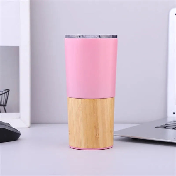 20oz Dual Tone Bamboo Stainless Steel Travel Tumbler