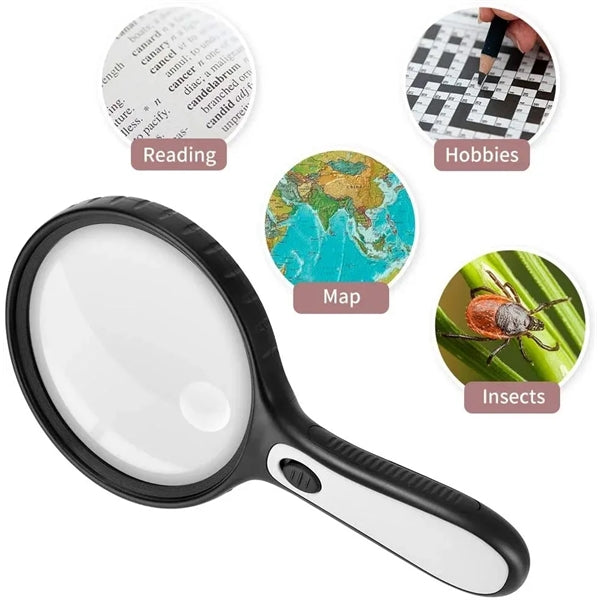 10X Lighted Handheld Reading Magnifier with 30 LED Lights