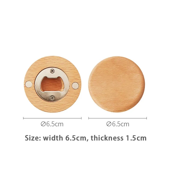 Beer Bottle Opener Wooden Magnetic Fridge Beech