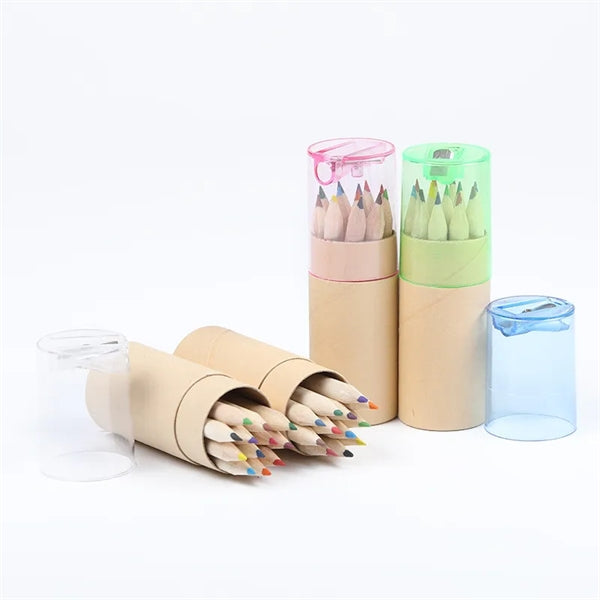 12-Piece Colored Pencils Tube With Sharpener
