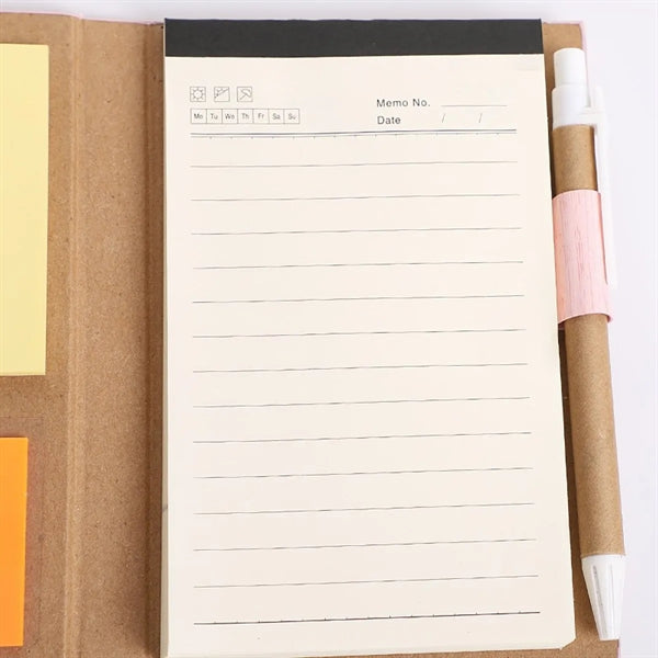 Woodgrain Notebook with Sticky Notes And Flags