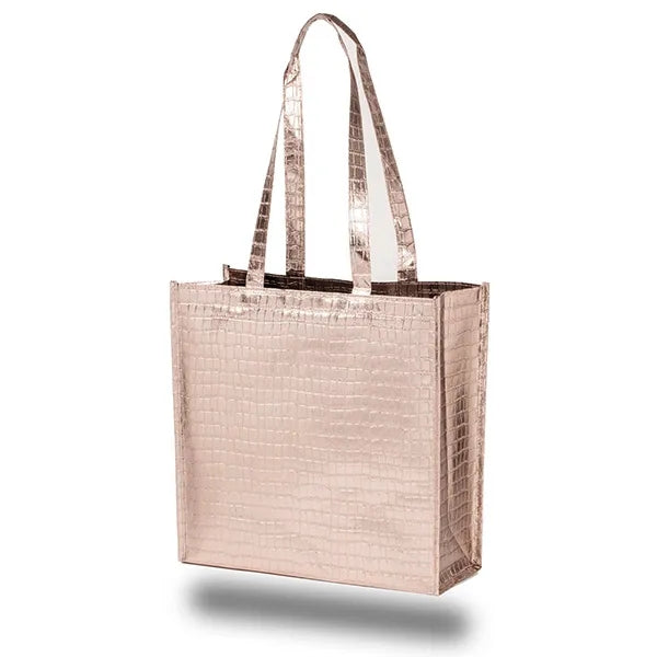 Glam Metallic Croc Shopper Bag ( 14" W X 14" H X 5.5" D )