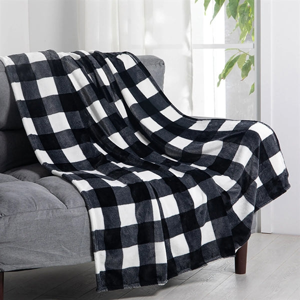 Polyester double-sided fleece plaid blanket