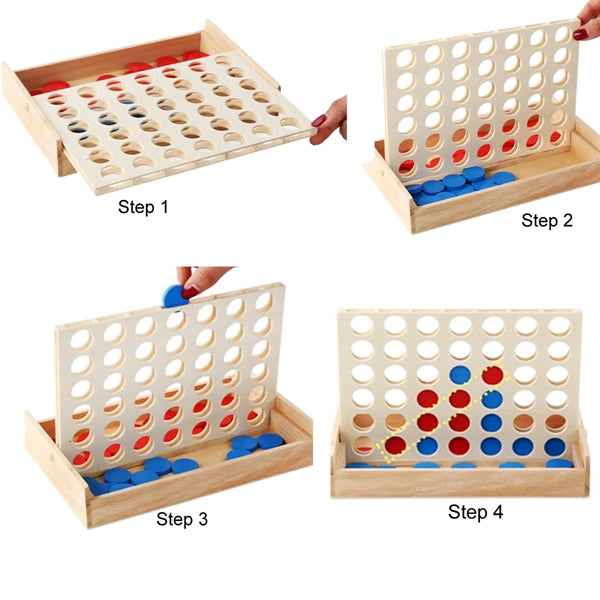 Wood Go Board Game 4 Pieces In A Row Puzzle Checkers