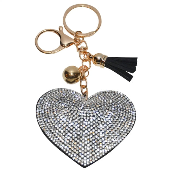 Shape Rhinestone Studded Keychain for Women and Girls