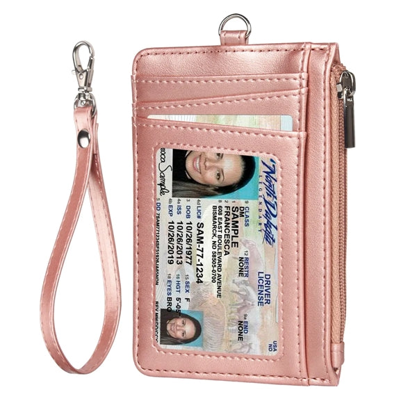 Card Holder With Neck Lanyard And Wrist Strap