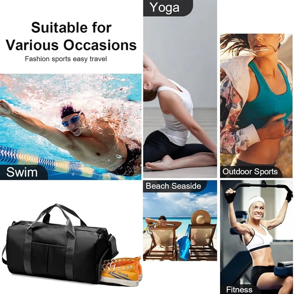 Sports Gym Bag with Wet Pocket & Shoes Compartment