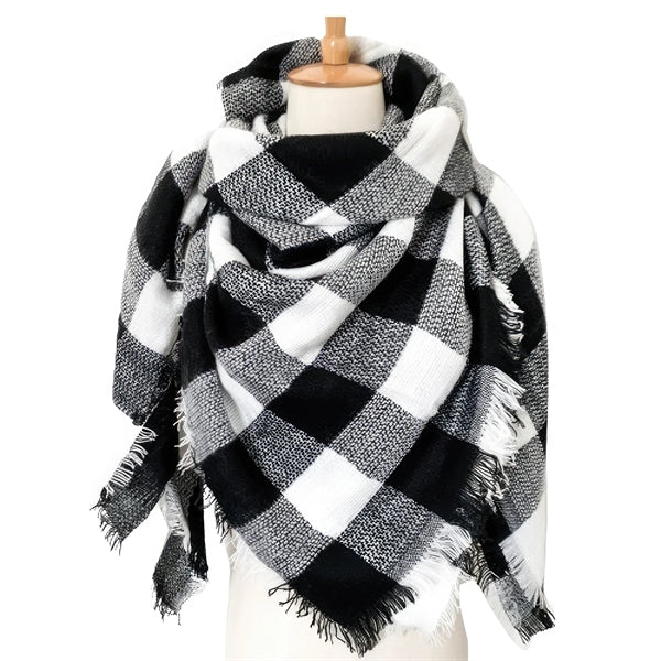 Plaid Blanket Women Oversized Long Scarves