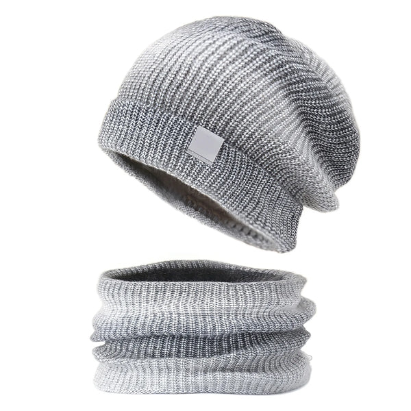 Knit Pom Beanie Scarf Set Winter Ski Hat
