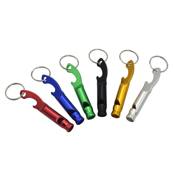 Whistle Keychain With Bottle Opener