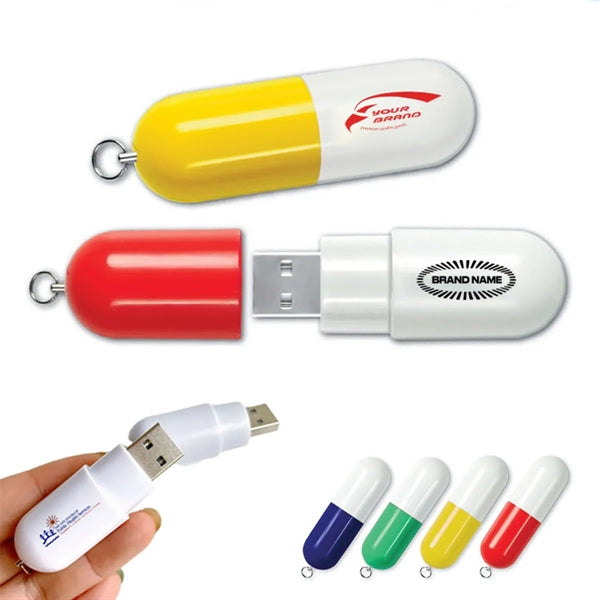 Medicine Capsule Shaped USB Flash Drive Keychain