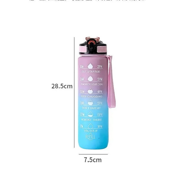 30OZ Gradient color Plastic bottle with time mark