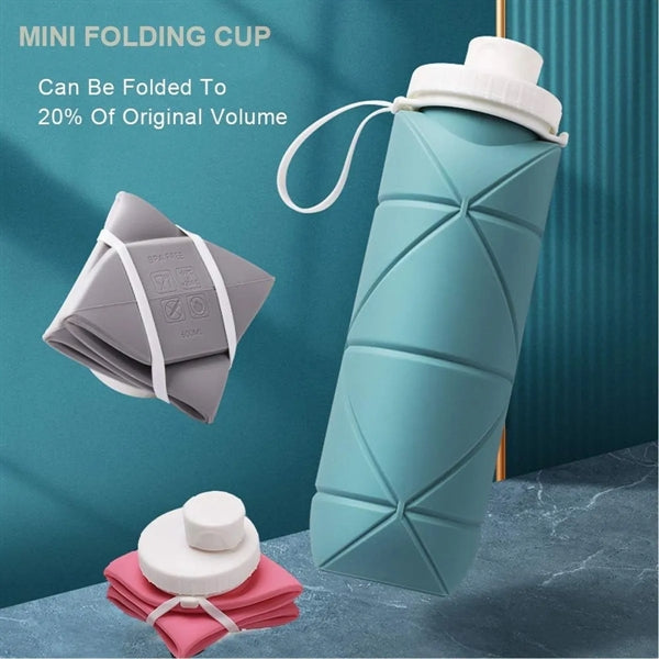 20oz Silicone Foldable Collapsible Water Bottle