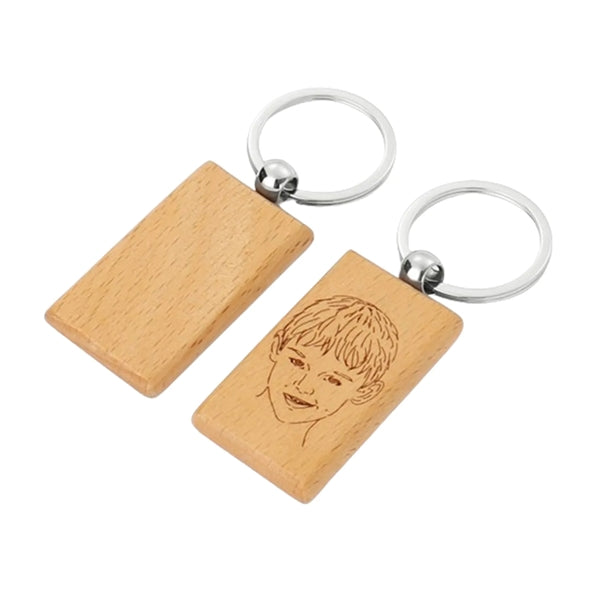 Wooden Rectangle Design Keychain