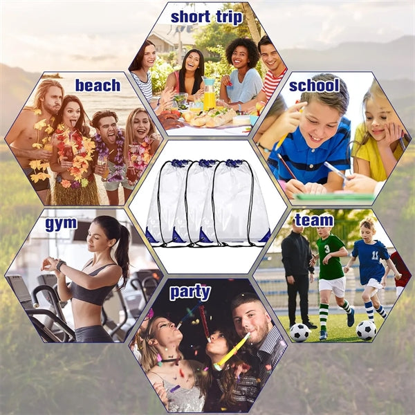 Stylish Clear PVC Drawstring Bag, Water-Resistant