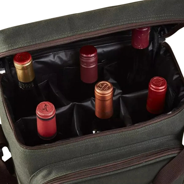 6-Bottle Insulated Canvas Wine Bag