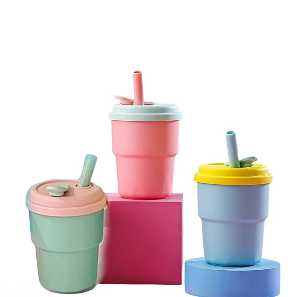 13 oz Toddler Silicone Cups with Straws and Lids Tumbler