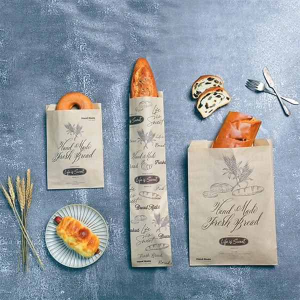 Kraft Paper Baguette Bakery Cookie Packaging Bread Bag