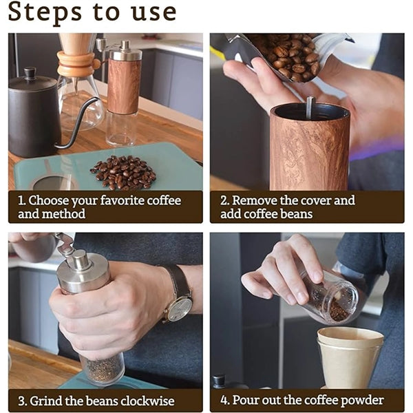 Manual Coffee Salt Pepper Grinder With Adjustable Settings